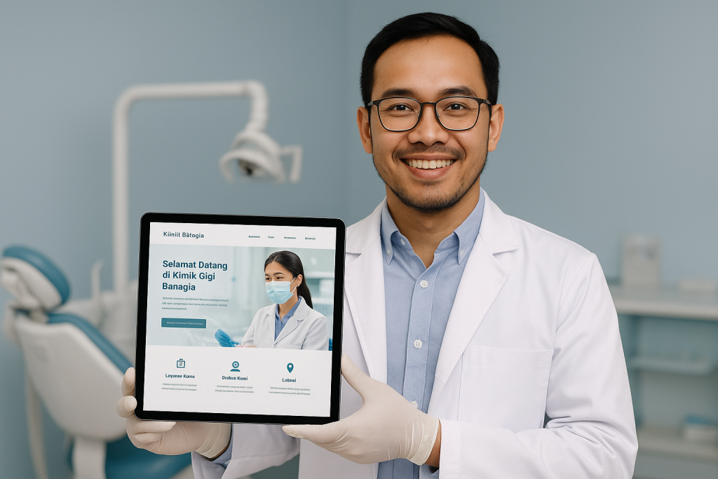 tampilan website klinik gigi profesional di Indonesia.